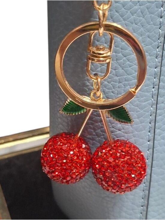 None Accessories - Cherry Sparking Bling bag charm Keyring New gold red